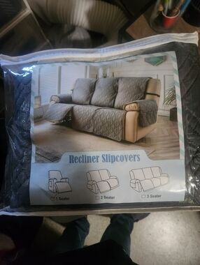 Source Unknown Quilted Gray Recliner Slipcover